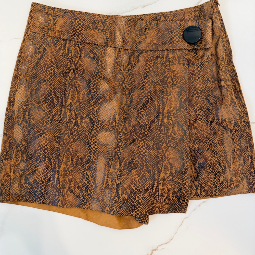 Zara Brown Snake Print Skort